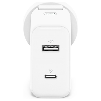 Product image of ALOGIC 2 Port USB Type-C & USB-A Wall Charger 30W with Power Delivery - Click for product page of ALOGIC 2 Port USB Type-C & USB-A Wall Charger 30W with Power Delivery