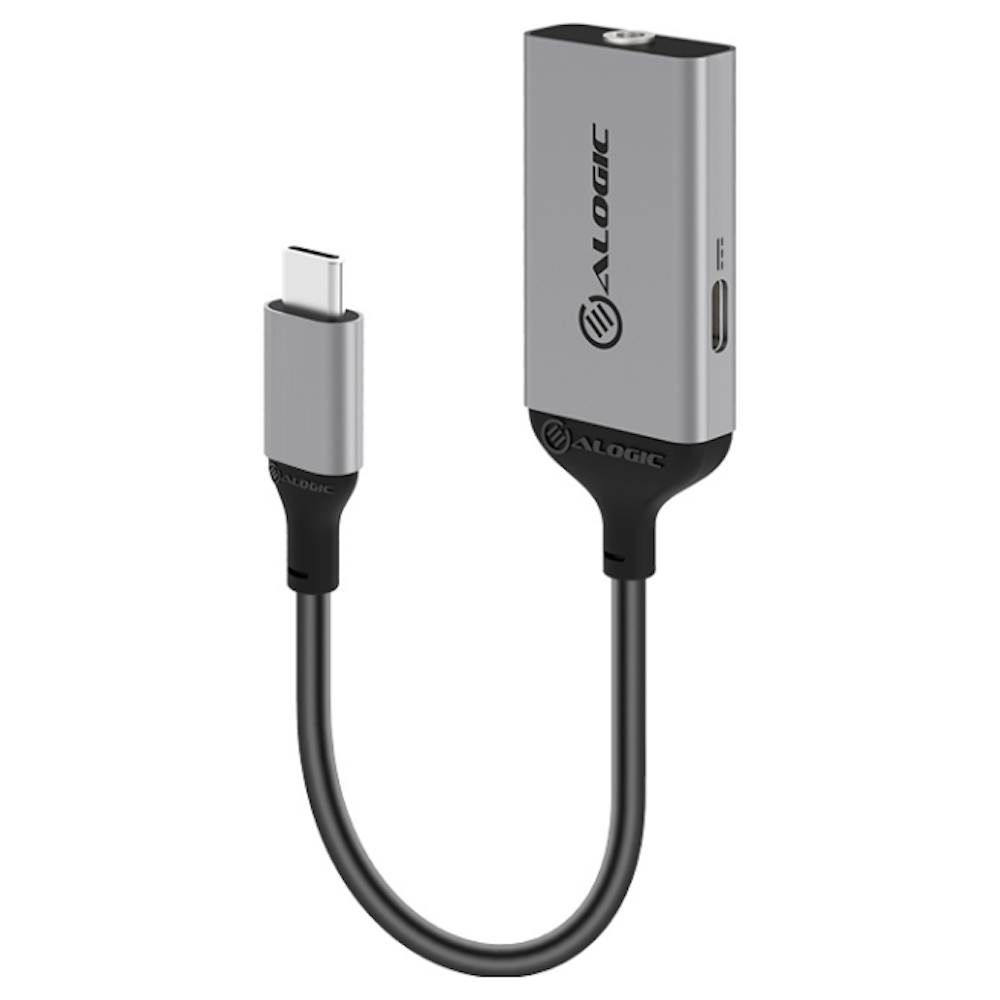 A large main feature product image of ALOGIC Ultra Combo USB Type-C to 3.5mm Audio & USB Type-C Charging Adapter – 10cm