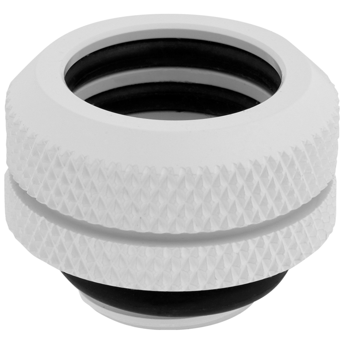 A large main feature product image of Corsair Hydro X Series XF Hardline 14mm OD Fitting Four Pack — White