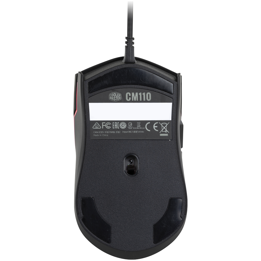 A large main feature product image of Cooler Master MasterMouse CM110 RGB Optical Mouse