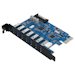 A product image of ORICO USB3.0 7 Port PCIe Expansion Card