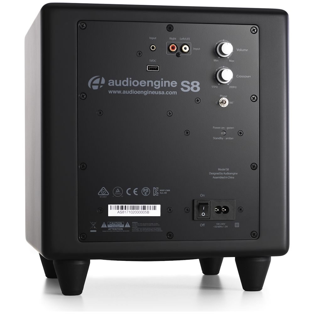 A large main feature product image of Audioengine S8 - Powered Subwoofer (Satin Black)