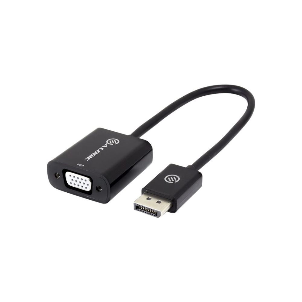 A large main feature product image of ALOGIC Elements 20cm DisplayPort to VGA Adapter - Male to Female - Black