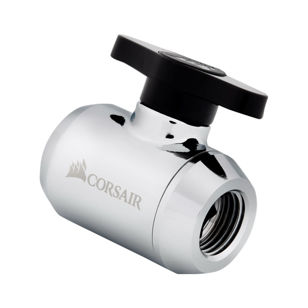 A large main feature product image of Corsair Hydro X Series XF Ball Valve — Chrome
