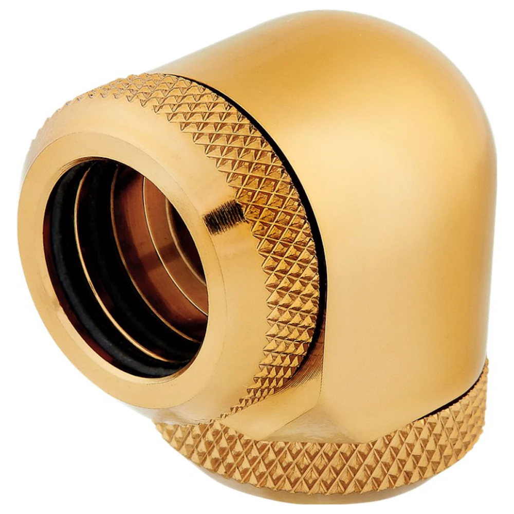 Corsair Hydro X Series XF Hardline 90° 14mm OD Fitting Twin Pack — Gold