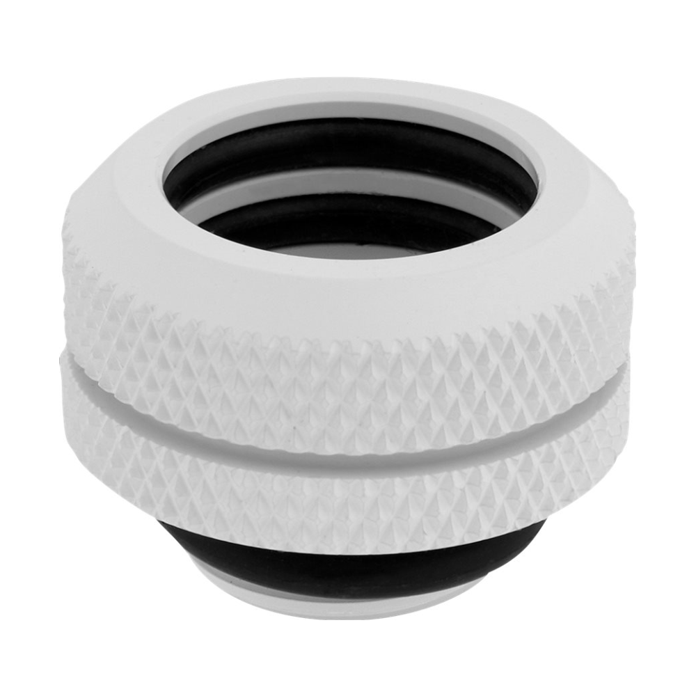 A large main feature product image of Corsair Hydro X Series XF Hardline 14mm OD Fitting Four Pack — White