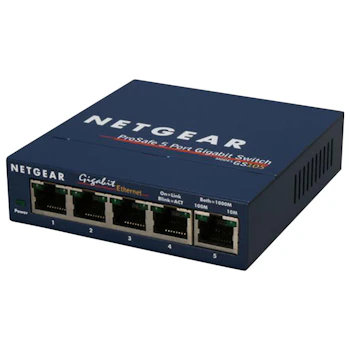 Product image of Netgear GS105 ProSafe 5 Port Unmanaged Gigabit Ethernet Switch - Click for product page of Netgear GS105 ProSafe 5 Port Unmanaged Gigabit Ethernet Switch