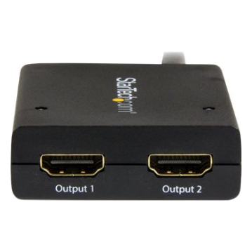 A large main feature product image of Startech HDMI 2 Port 4K Video Splitter with USB or Power Adapter