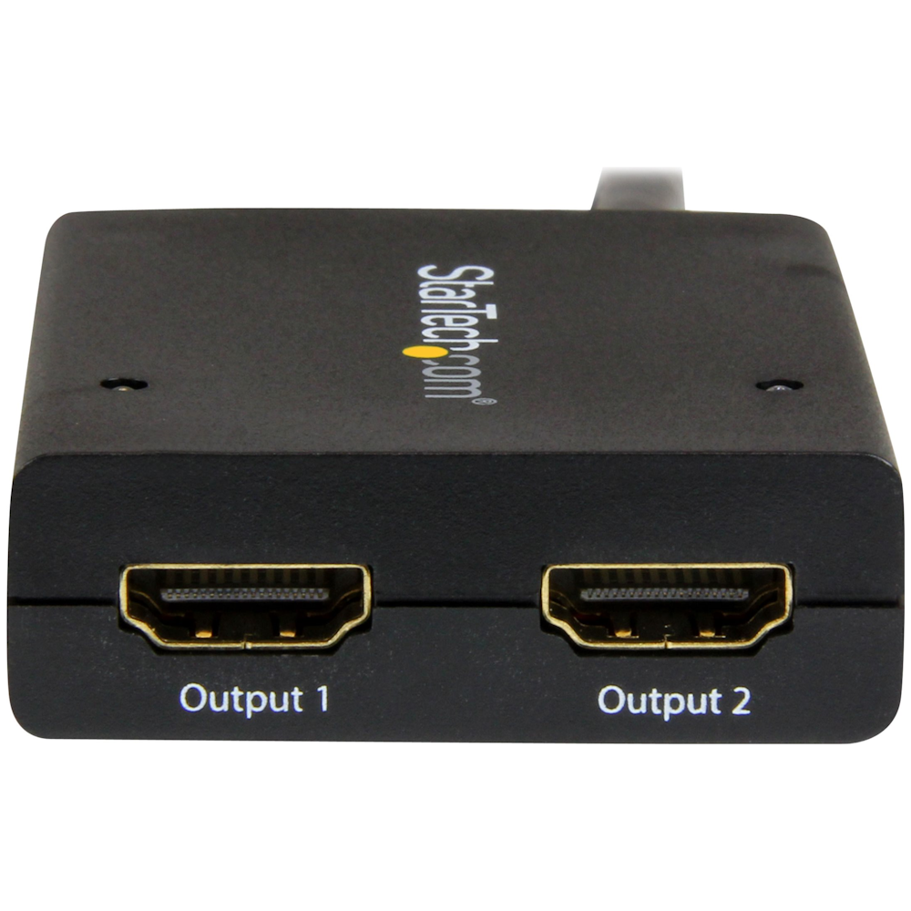 A large main feature product image of Startech HDMI 2 Port 4K Video Splitter with USB or Power Adapter
