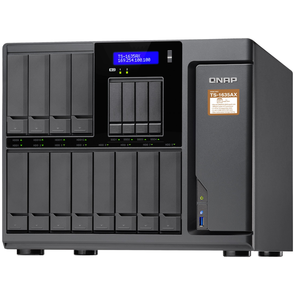 A large main feature product image of QNAP TS-1635AX-8G 1.6GHz 8GB 12 BAY NAS Enclosure