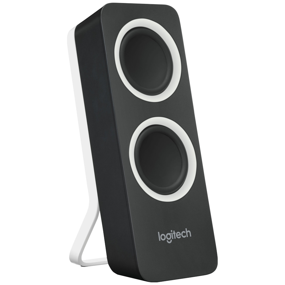 A large main feature product image of Logitech Z200 Multimedia Speakers - Midnight Black