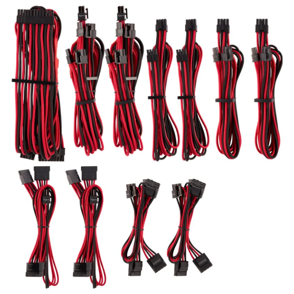 Corsair Premium Individually Sleeved PSU Cables Pro Kit Type 4 Gen 4 (Black/Red)
