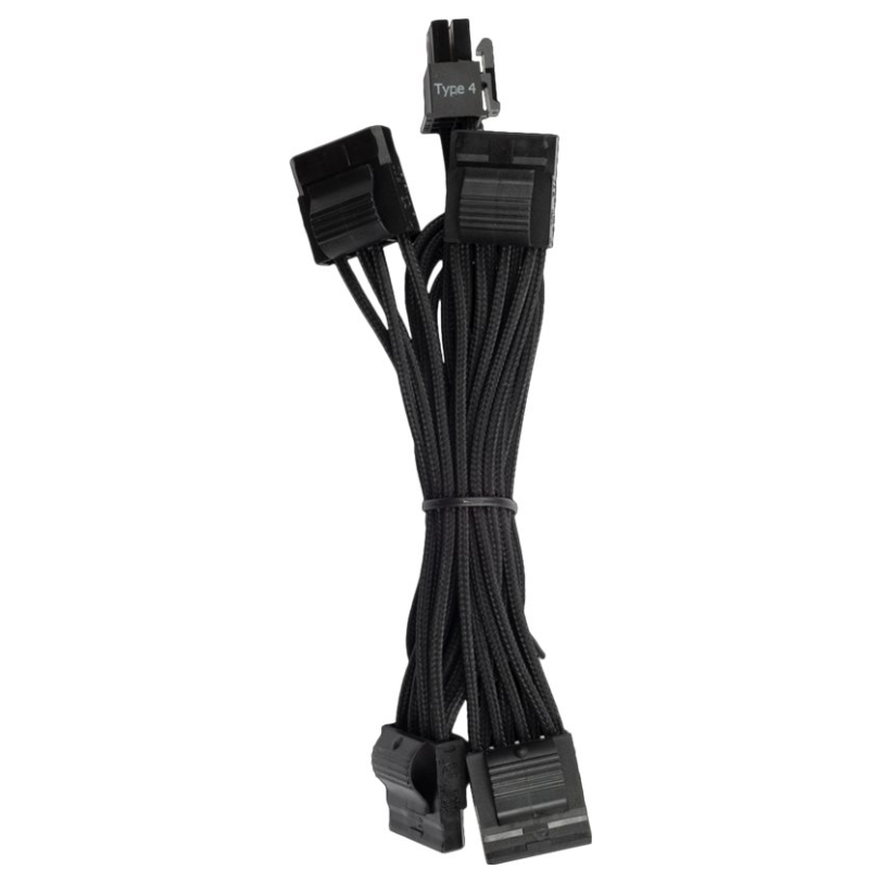 A large main feature product image of Corsair Premium Individually Sleeved PSU Cables Pro Kit Type 4 Gen 4 (Black)
