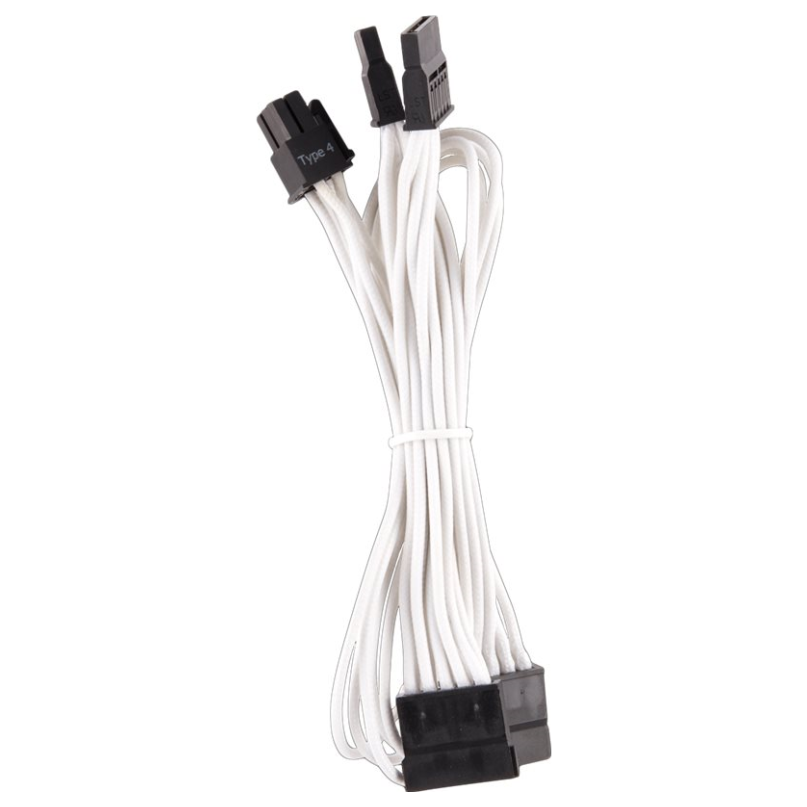 A large main feature product image of Corsair Premium Individually Sleeved PSU Cables Pro Kit Type 4 Gen 4 (White)