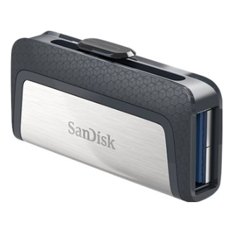 A large main feature product image of SanDisk Ultra Dual Drive 256GB USB 3.1 Gen 1 Type-C/A Flash Drive