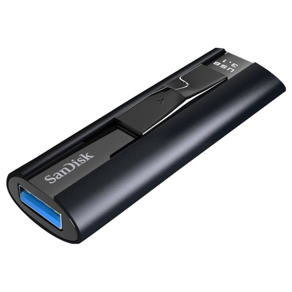 A large main feature product image of SanDisk Extreme Pro 256GB USB3.2 Solid State Flash Drive