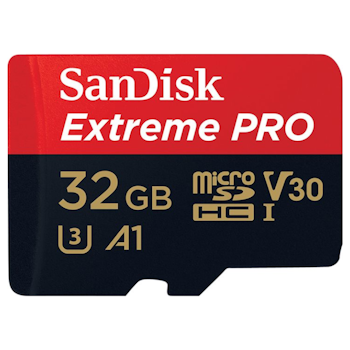 Product image of SanDisk Extreme Pro 32GB U3 UHS-I Class 10 microSDHC Card w/SD Adapter - Click for product page of SanDisk Extreme Pro 32GB U3 UHS-I Class 10 microSDHC Card w/SD Adapter