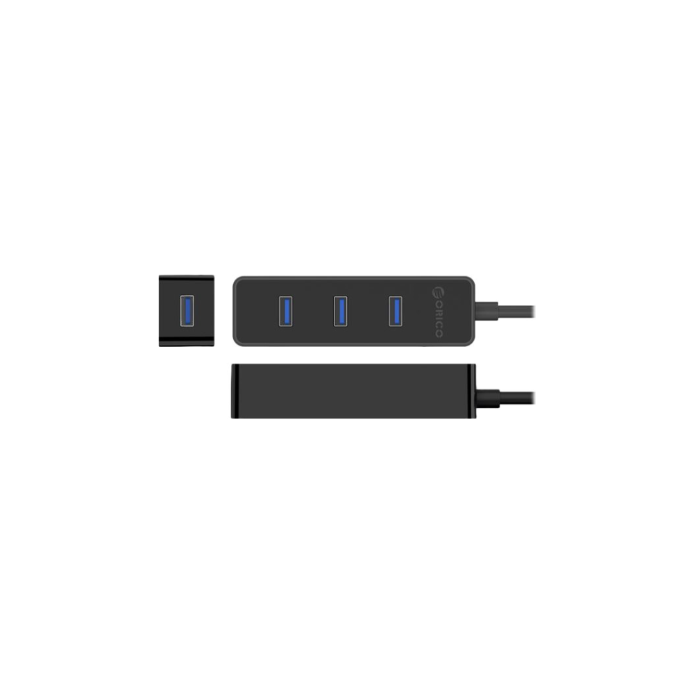 A large main feature product image of ORICO 4 Port USB3.0 HUB - Black