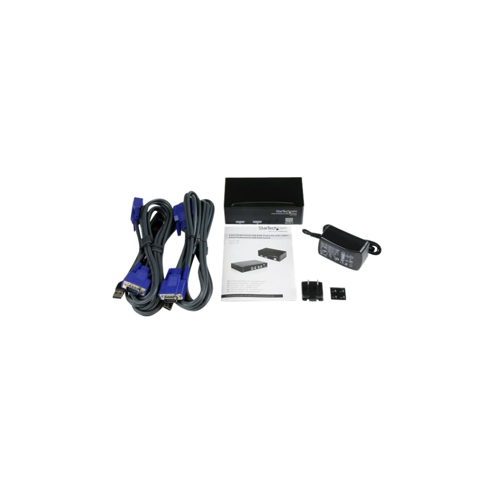 A large main feature product image of Startech 2 Port Professional USB KVM Switch Kit with Cables