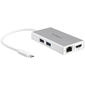Product image of Startech USB-C Multiport Adapter w/ PD - 4K HDMI GbE USB 3.0 - Silver - Click for product page of Startech USB-C Multiport Adapter w/ PD - 4K HDMI GbE USB 3.0 - Silver