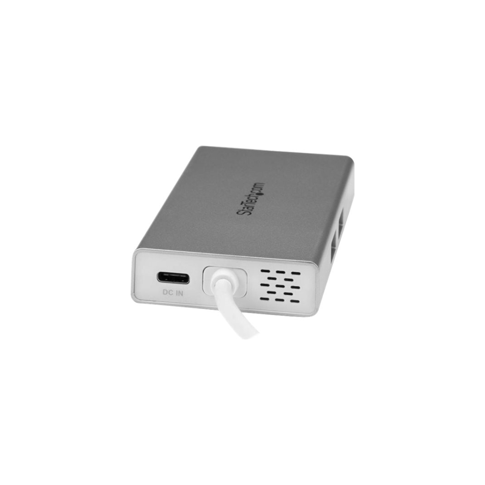 A large main feature product image of Startech USB-C Multiport Adapter w/ PD - 4K HDMI GbE USB 3.0 - Silver
