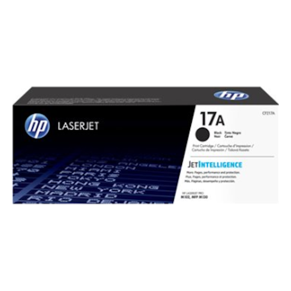 A large main feature product image of HP 17A CF217A Black Toner