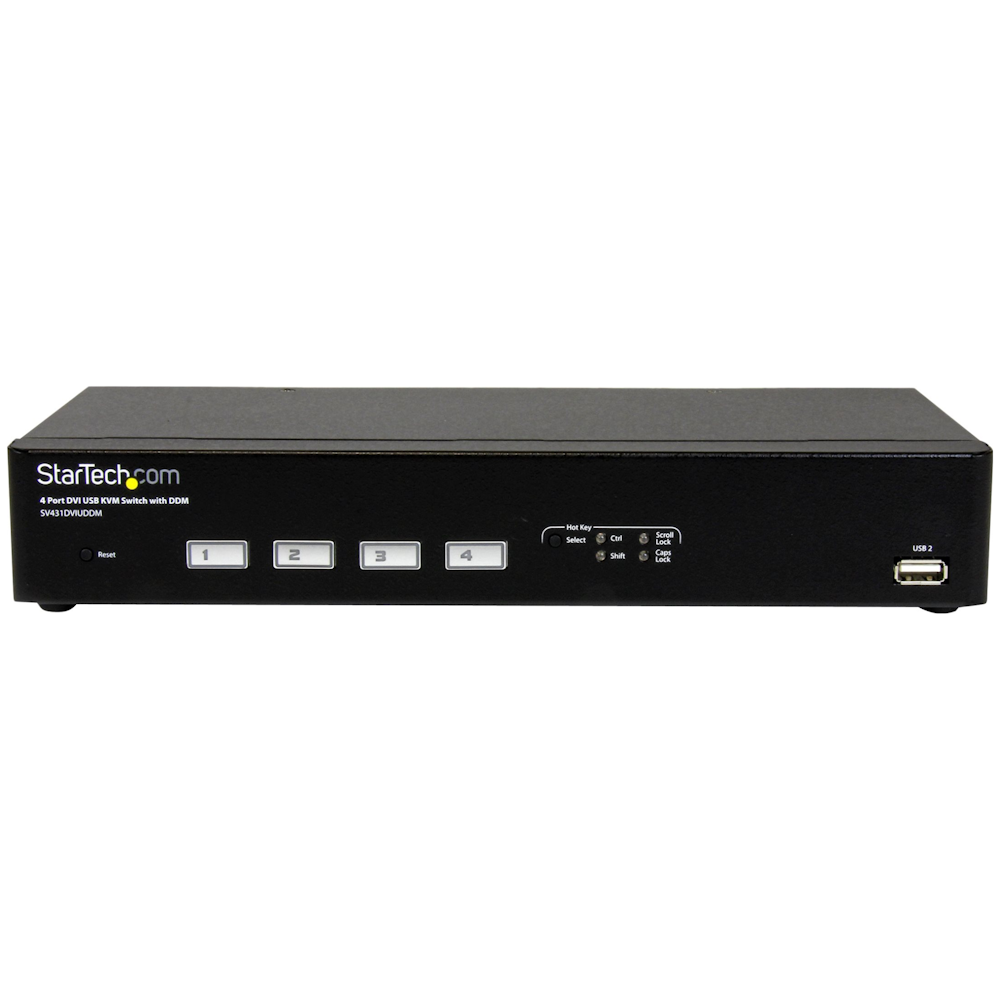 A large main feature product image of Startech 4 Port DVI USB KVM Switch with Cables - USB DDM Switch