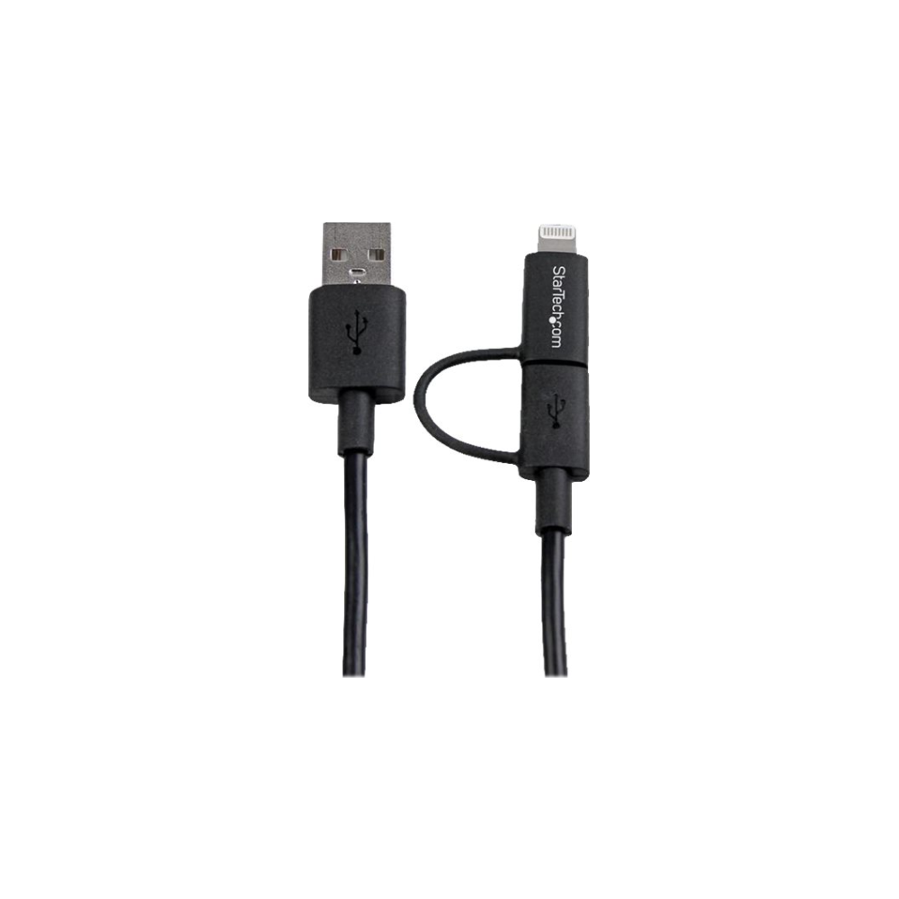 A large main feature product image of Startech 1m Lightning or Micro USB to USB Cable for iPhone iPod iPad