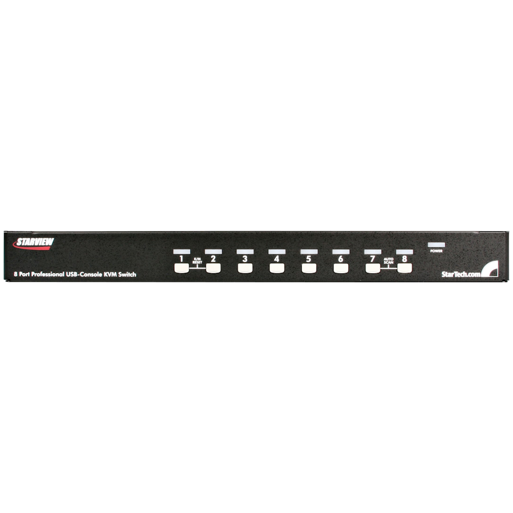A large main feature product image of Startech 8 Port 1U Rackmount USB PS/2 KVM Switch
