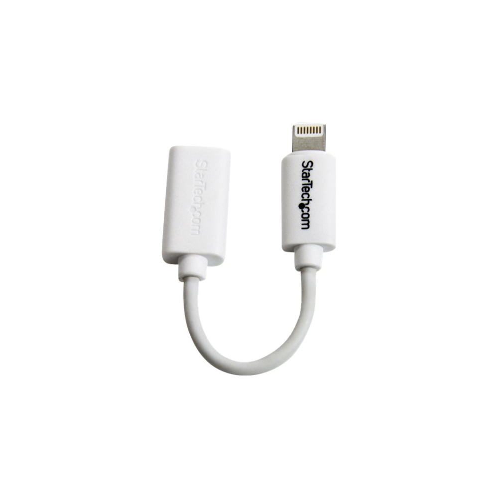 A large main feature product image of Startech microUSB to Lightning Adapter - White