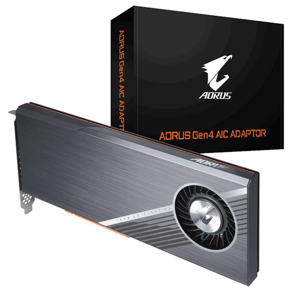 A product image of Gigabyte AORUS Gen4 SSD AIC Adapter