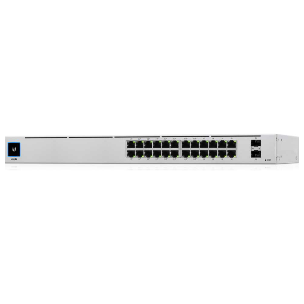 A large main feature product image of Ubiquiti UniFi Gen2 24 Port POE Switch