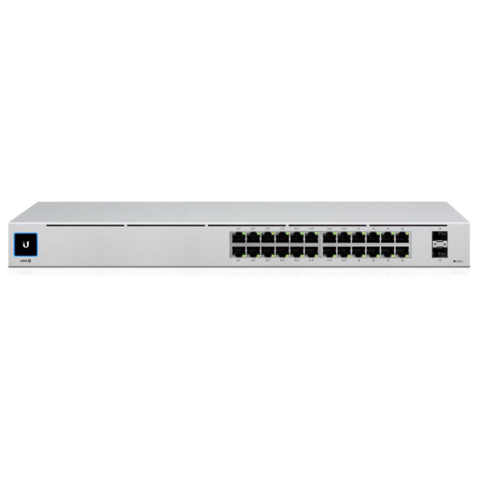 A large main feature product image of Ubiquiti UniFi Gen2 24 Port POE Switch