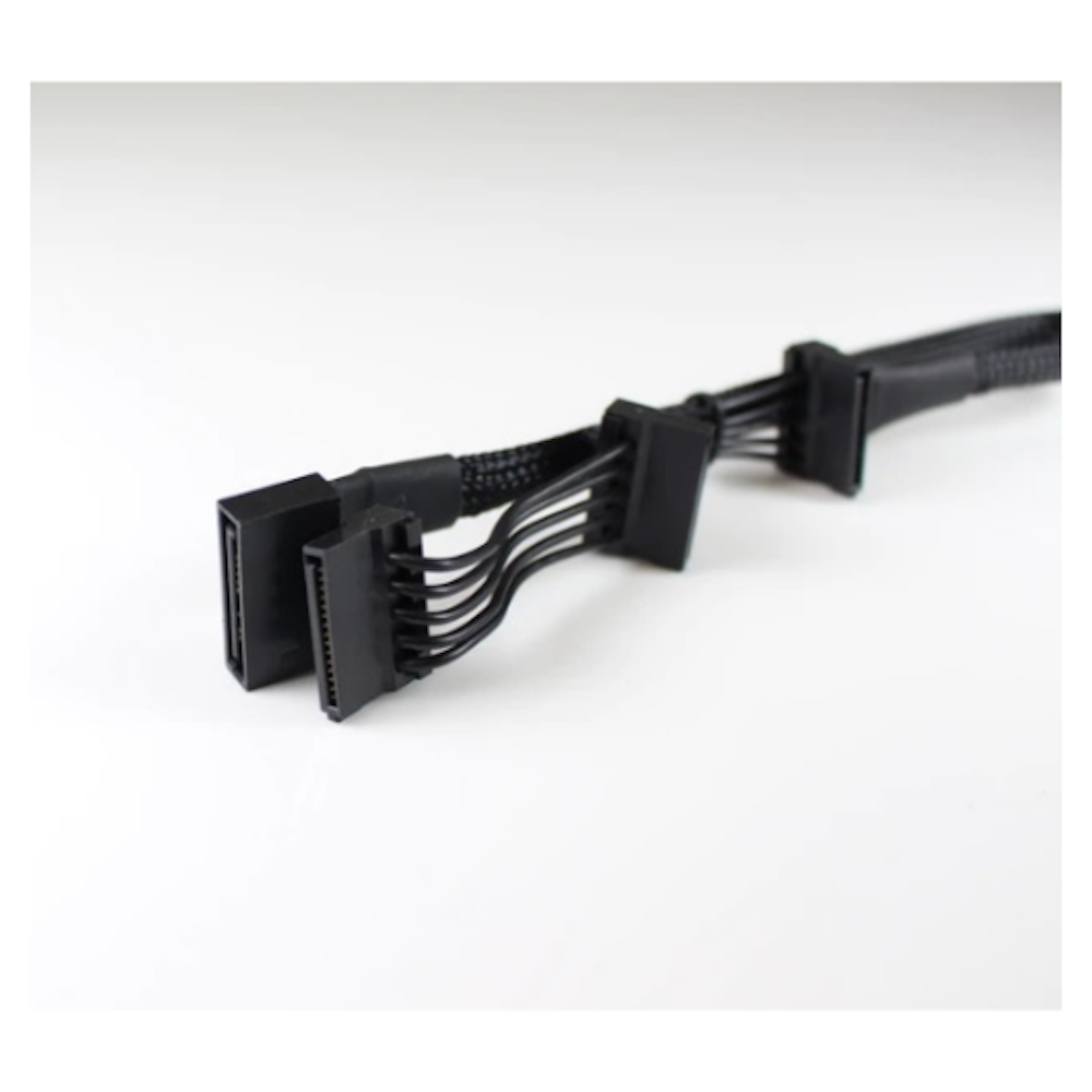 A large main feature product image of GamerChief 15-Pin SATA Power to 3x15-Pin SATA Power Extension Cable (Black)