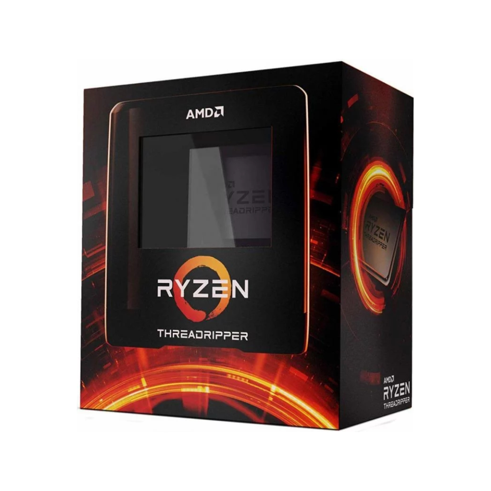 A large main feature product image of AMD Ryzen Threadripper 3960X 24 Core 48 Thread Up To 4.5Ghz 128MB sTRX4 Processor - No HSF Retail Box