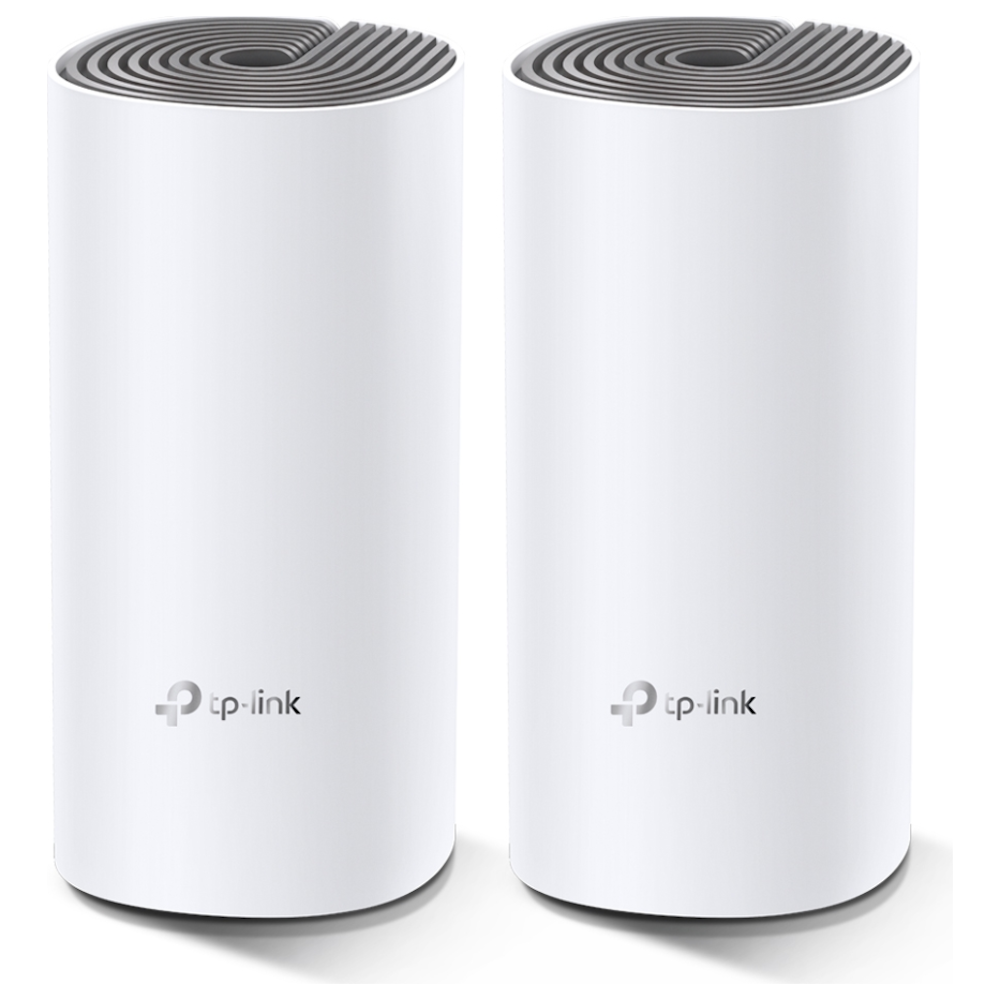 A large main feature product image of TP-Link Deco E4 - AC1200 Wi-Fi 5 Mesh System (2 Pack)