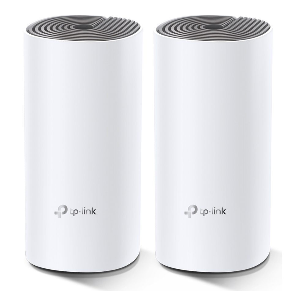 A large main feature product image of TP-Link Deco E4 - AC1200 Wi-Fi 5 Mesh System (2 Pack)