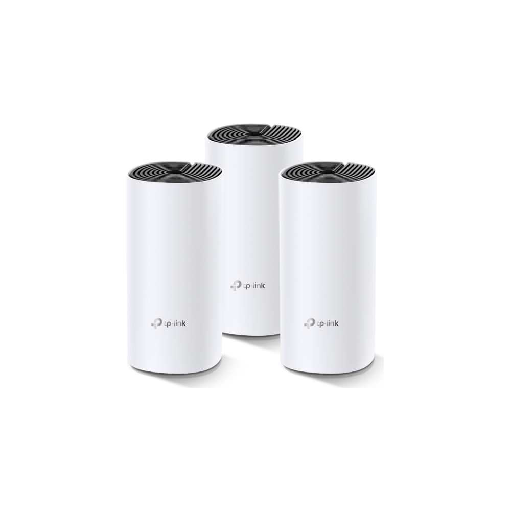 A large main feature product image of TP-Link Deco M4 AC1200 Deco Whole Home Mesh WiFi System - 3-Pack