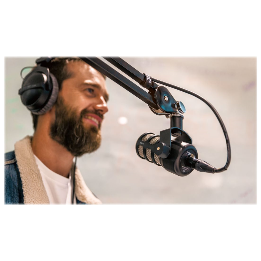 A large main feature product image of RODE Microphones PodMic Dynamic Podcasting XLR Microphone