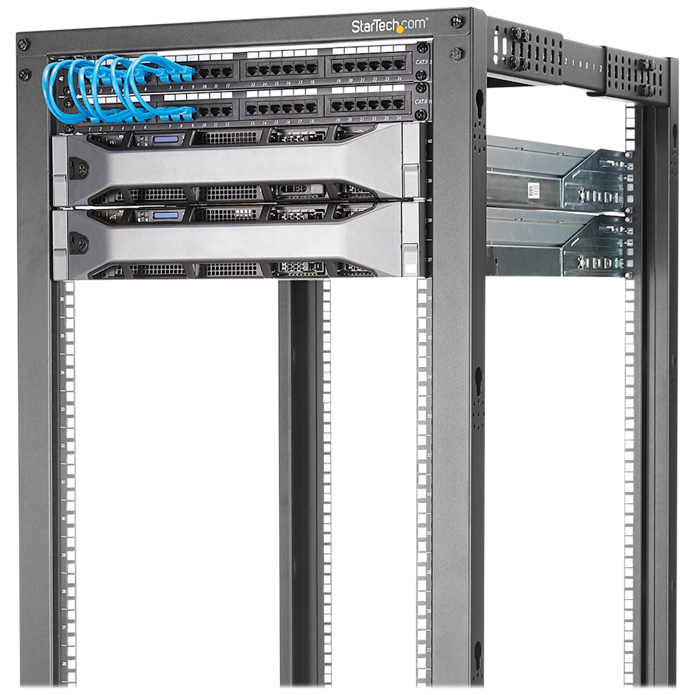 A large main feature product image of Startech 42U Adjustable Depth 4 Post Server Rack 