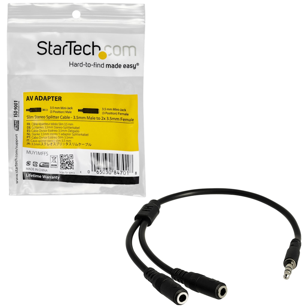 StarTech.com 3.5mm 4 Position To 2 x 3 Position 3.5mm Headset Splitter  Adapter