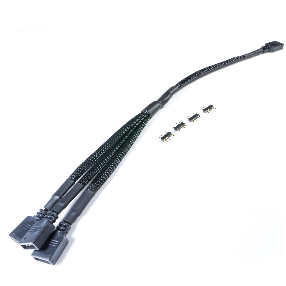 GamerChief 3-Pin 5V Addressable 3 in 1 RGB Splitter Sleeved (Black)