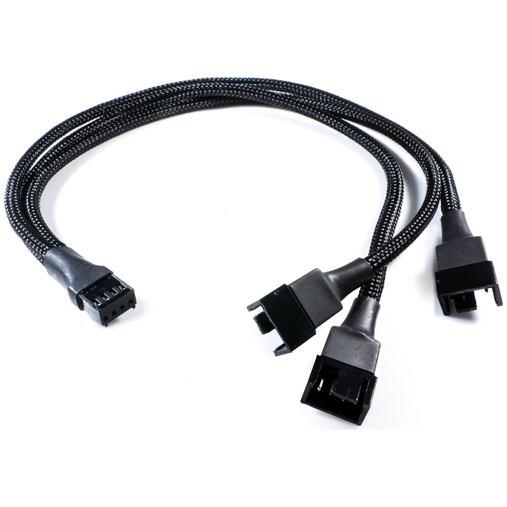 GamerChief 4-Pin PWM Fan Splitter (3 way) 30cm Sleeved (Black)