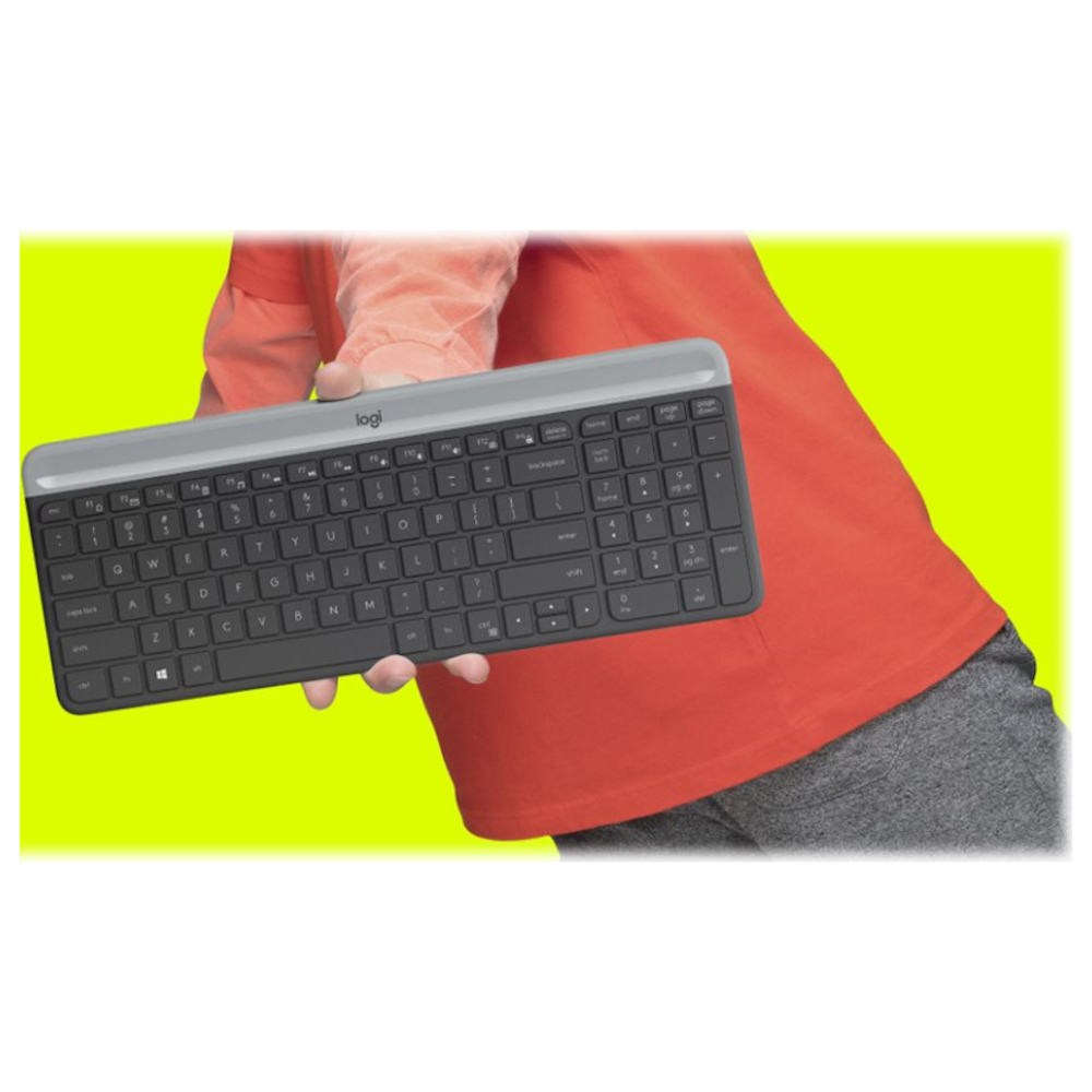 A large main feature product image of Logitech MK470 Slim Wireless Keyboard and Mouse Combo - Graphite