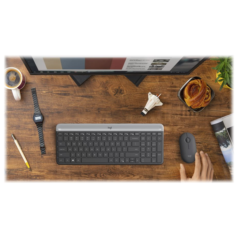 A large main feature product image of Logitech MK470 Slim Wireless Keyboard and Mouse Combo - Graphite