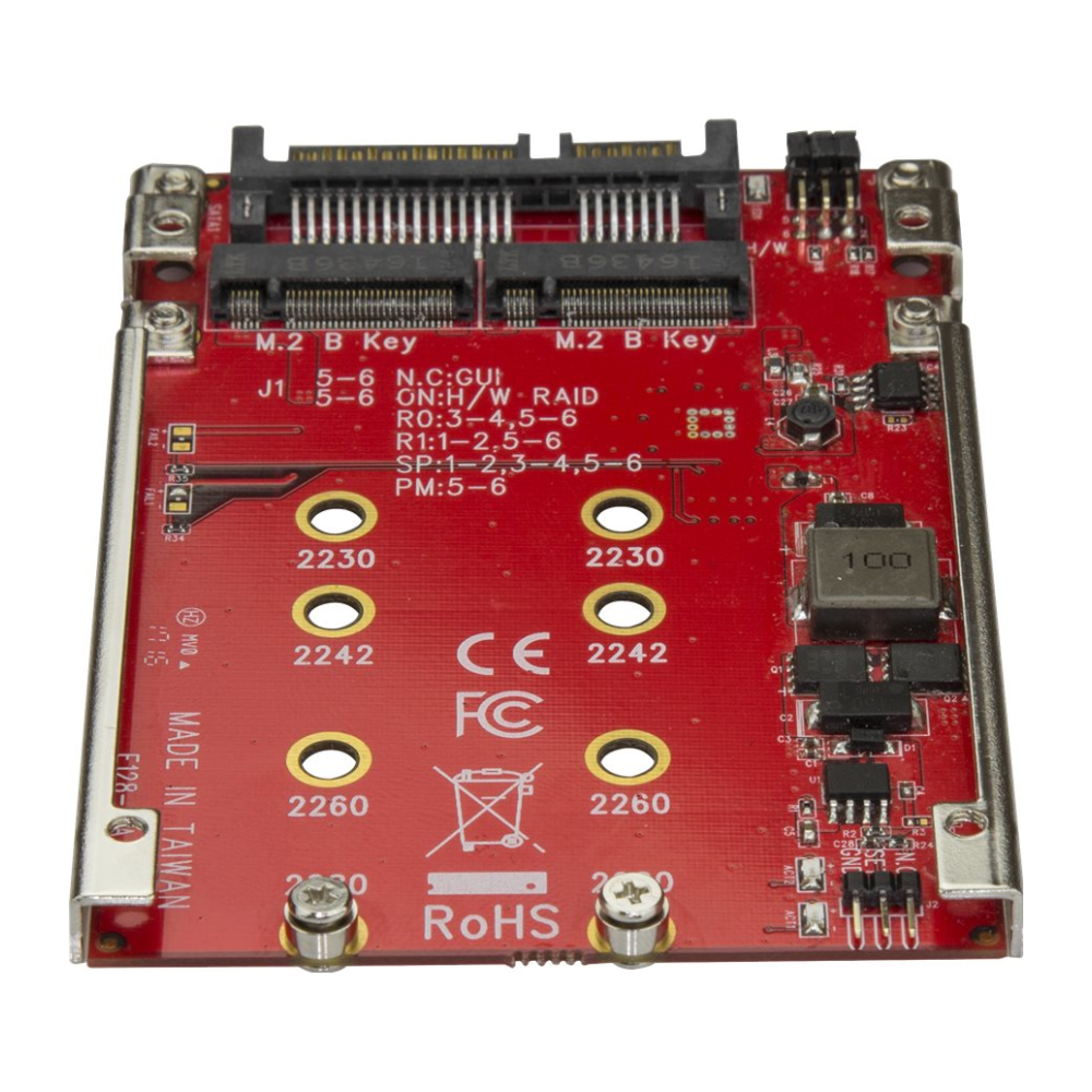A large main feature product image of Startech Dual M.2 to SATA Adapter - M.2 Adapter for 2.5" Bay - RAID
