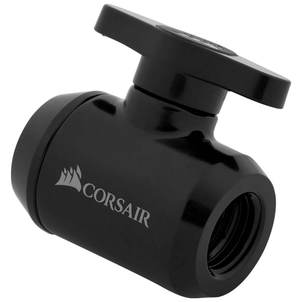 A large main feature product image of Corsair Hydro X Series XF Ball Valve — Black