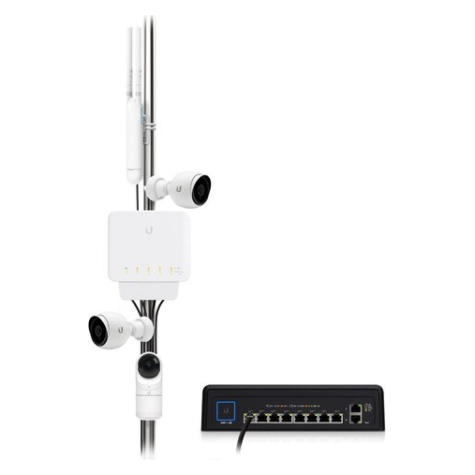A large main feature product image of Ubiquiti USW Flex 5-Port 1GbE Layer 2 PoE Switch