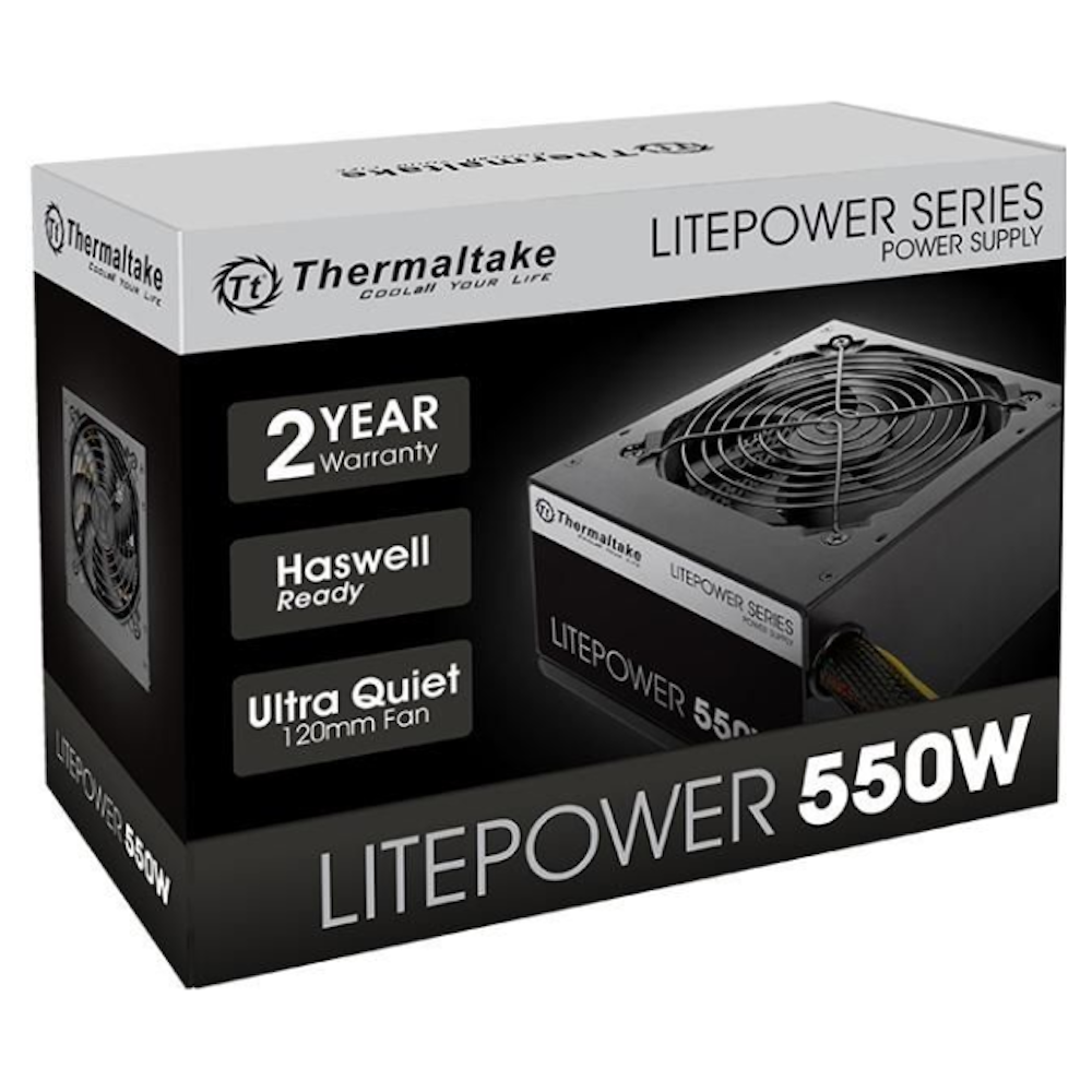 A large main feature product image of Thermaltake Litepower GEN2 - 550W White ATX PSU