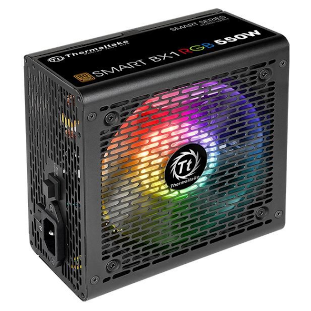 A large main feature product image of Thermaltake Smart BX1 RGB - 550W 80PLUS Bronze ATX PSU